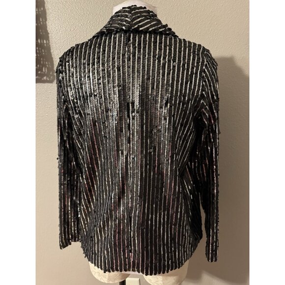 Lulus Sequin Jacket S Small Black Silver Wedding Formal Party Cruise Holiday NEW - Picture 13 of 16